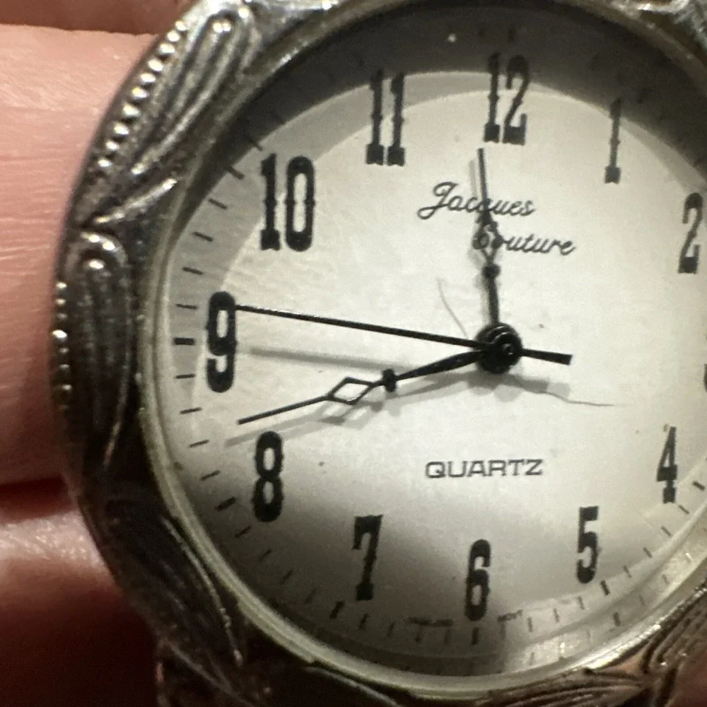Working Jacques Couture Woman's Watch Quartz Blue Stones Silver Band 35mm Fit 7